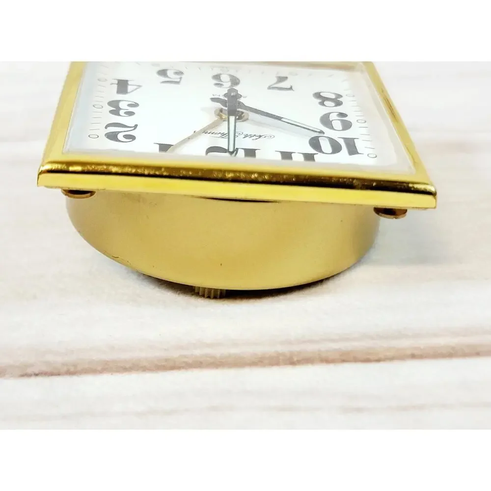 Vintage Seth Thomas Travel Alarm Clock Brown Case Germany READ